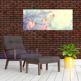 Obraz - Lístky v ľade (120x50 cm)