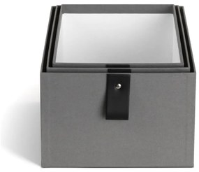 Sivé kartónové úložné boxy v súprave 3 ks 20,5x29,5x14,5 cm Aston Paper Laminate – Bigso