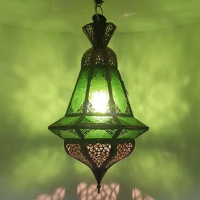 Marocká závesná lampa Houta zelená