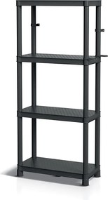 Prosperplast Regál plastový 4 police STACKARO SMALL 58 x 28 x 131,5 cm - čierny