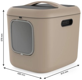 2. akosť - Mačacia toaleta, krytý záchod pre mačky CAT XXL - béžová (prasknuté veko)