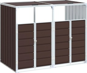 vidaXL Prístrešok na dva odpadkové koše hnedá 144x81x113 cm Oceľ