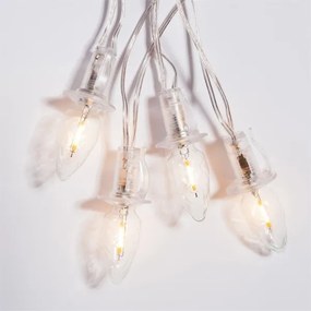 LED Vonkajšia vianočná reťaz CONE FILAMENT 20xE10 19m číra/teplá biela IP44