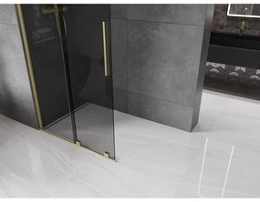 Mexen Velar, sprchová zástena s posuvnými dverami Walk-in 70 x 200 cm, 8mm šedé sklo, zlatá matná, 871-070-000-43-55