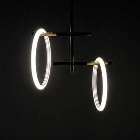 Stropné LED svietidlo Ulaop, dva kruhy, čierne