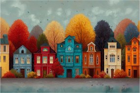 Obraz - Maľované jesenné mesto (90x60 cm)