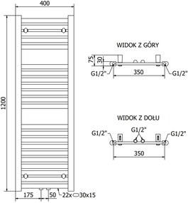 Mexen Hades, elektrické vykurovacie teleso 1200 x 400 mm, 600 W, biela, W104-1200-400-2600-20
