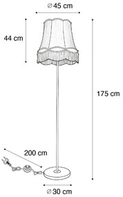Retro stojaca lampa mosadz s tienidlom Granny krémová 45 cm - Kaso