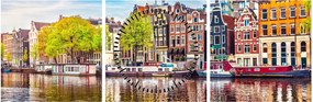 Obraz - Tancujúce domy, Amsterdam (s hodinami) (90x30 cm)