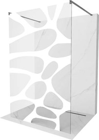 Mexen Kioto, sprchová zástena Walk-In 120 x 200 cm, 8mm číre sklo biely vzor, grafitový profil, 800-120-002-66-97