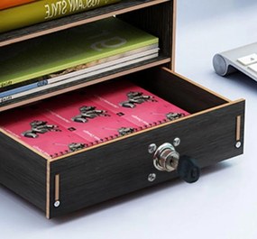 DIY organizér na dokumenty s uzamykateľnou zásuvkou čierny 137-2 Čierna