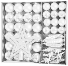 Gule MagicHome Vianoce, sada, 50 ks, 4-5 cm, biele, hviezda, girlanda, šiška, na vianočný stromček