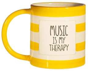 Sass & Belle Hrnček s uchom "Music is may therapy 300ml žltý