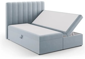 Svetlomodrá boxspring posteľ s úložným priestorom 160x200 cm Gina – Milo Casa