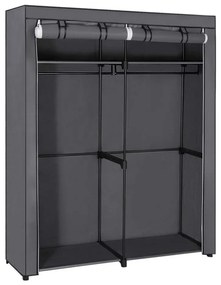 Úložná textilná skriňa s policami a šatníkovou tyčou MATIS 140x174 cm sivá