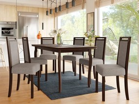 Rozkladací stôl so 6 stoličkami AL21, Morenie: orech, Poťahové látky: Hygge D20