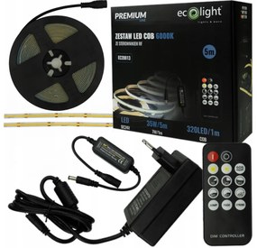 ECOLIGHT COB LED pásik 35W - 24V - 320 - 5M - 6000k - studená farba + diaľkový ovládač