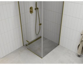 Mexen Roma, sprchovací kút 70 (dvere) x 70 (stena) cm, 6mm číre sklo, zlatý profil, 854-070-070-50-00