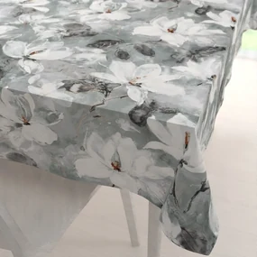Biante Zamatový obdĺžnikový obrus Tamara TMR-016 Designové kvetiny na sivozelenom 140x200 cm