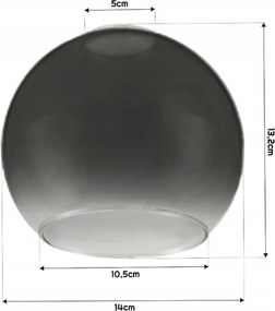 Skleněné stínidlo pro stropní stolní lampu ve tvaru koule, kouřově šedý gradient