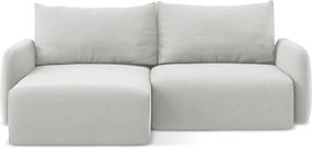 Svetlosivá zamatová rozkladacia/s úložným priestorom rohová pohovka (ľavý roh/s leňoškou) Kalena – Makamii