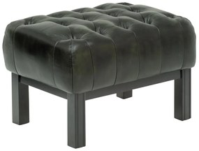 furniture-nabytek.cz - Masívny taburet Chesterfield Kingsfield z pravej kože, zelený – 61×46×43 cm