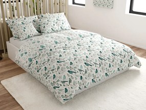 Polybavlnené obliečky LEAFBIRD POLY bielo-zelené Rozmer obliečky: 70 x 90 cm | 140 x 220 cm