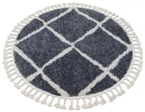 Koberec BERBER CROSS B5950 kruh sivý / biely Fredzle berber marokánsky