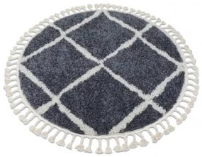 Koberec BERBER CROSS B5950 kruh sivý / biely Fredzle berber marokánsky