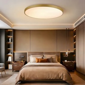 Immax NEO 07312L-LED stmievateľné stropné svietidlo SEMPLICI 128 W / 230 V, priemer 100 cm, Wi‑Fi Tuya, zlaté + diaľkové ovládanie