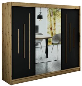 Skriňa Halifax Y1 250 Dub Artisan/čierna/Zrkadlo