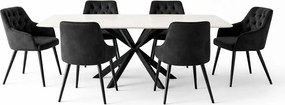 Jedálenský set 6x stoličiek + stôl 200 cm AVENBERG OBSIDIAN