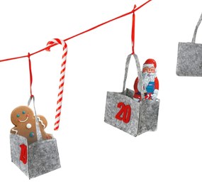 Závesný adventný kalendár BAGLANDER 5 m, sivý