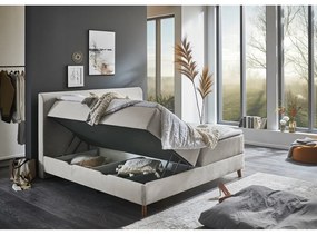 Béžová boxspring posteľ s úložným priestorom 180x200 cm Memphis - Meise Möbel