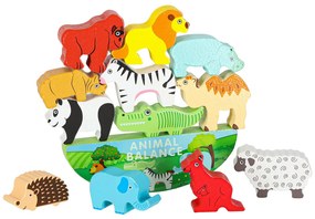 KIK Drevená balančná hra Safari – Montessori puzzle so zvieratkami