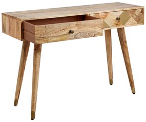 Konzolový stolík z mangového dreva s 2 zásuvkami svetlé drevo GLENTANA Beliani