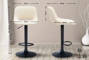 2x Barová stolička Camden - koženka, čierny rám - Krémová