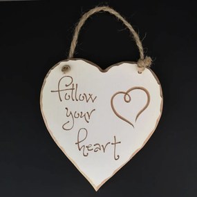 AMADEA Drevené srdce s rytým textom - Follow your heart, masívne drevo, 16x15x1 cm