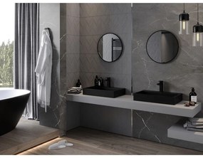 Mexen Loft, okrúhle kúpeľňové zrkadlo 50 cm, farba rámu čierna matná, 9850-050-050-000-70