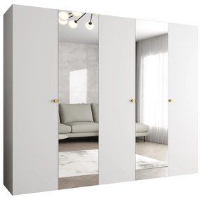 Šatníková skriňa 250 cm Parna 2 (biela + zlatá). Akcia -20%. Vlastná spoľahlivá doprava až k Vám domov. 1125947