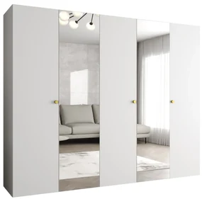 Šatníková skriňa 250 cm Parna 2 (biela + zlatá). Akcia -20%. Vlastná spoľahlivá doprava až k Vám domov. 1125947