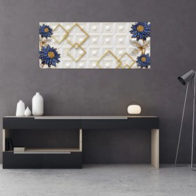 Obraz - Diamantové kvety (120x50 cm)