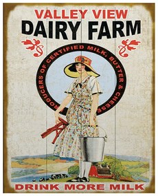 Nástenná kovová ceduľa Dairy Farm - 20*1*25 cm