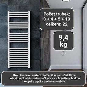 AQUAMARIN Vertikálny kúpeľňový radiátor, 1400 x 600 mm