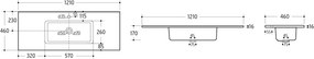 Comad Nábytkové keramické umývadlo GO 120/DP-8095, 121x46 cm, biela lesklá