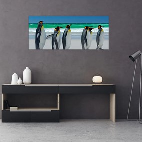 Obraz - Skupina kráľovských Tučniakov (120x50 cm)