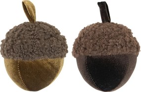 Hnedý plyšový dekoračný žaluď Acorn dark brown - Ø 11*15cm