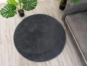 TZ Tmavosivý okrúhly koberec 3D Rabbit Rozmer: 120