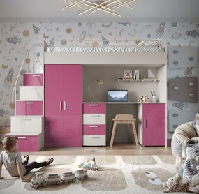 Detská posteľ Ruby IV S (kašmír + lesk ružový) (s roštami). Akcia -20%. Vlastná spoľahlivá doprava až k Vám domov. 1121258
