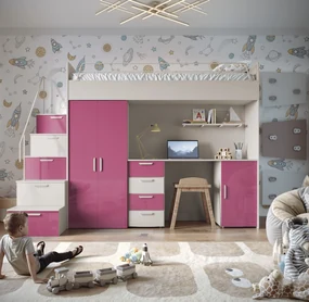 Detská posteľ Ruby IV S (kašmír + lesk ružový) (s roštami). Akcia -20%. Vlastná spoľahlivá doprava až k Vám domov. 1121258